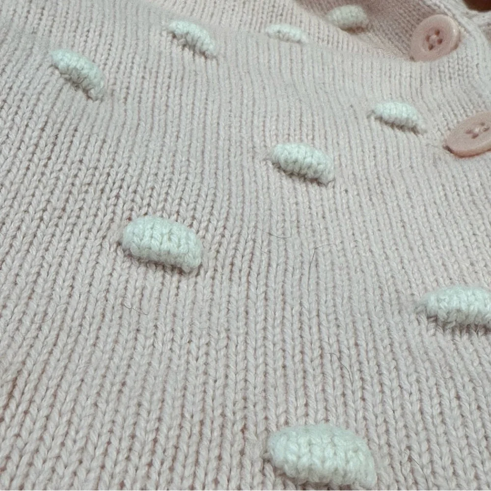 GAP Milkshake Pink Brannan Bear Hooded Garter Cardigan 18-24M EUC